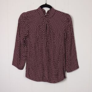 Rebecca Taylor silk Red and White Polka Dot Mandarin Collar Blouse